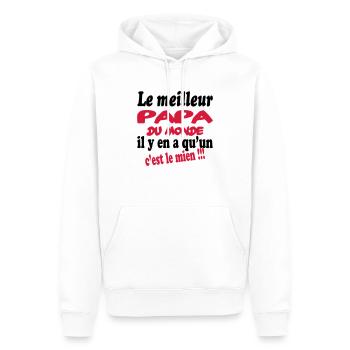 Le meilleur papa du monde c'est le mien !!! - Männer Premium Bio Hoodie - Weiß - Vorne - Nico (187cm)
