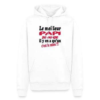 Le meilleur papi du monde c'est le mien !!! - Sweat à capuche Premium bio Homme - blanc - Devant - Nico (187cm)