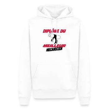 Diplôme du meilleur mecanicien - Sweat à capuche Premium bio Homme - blanc - Devant - Nico (187cm)