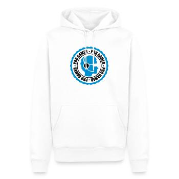 button stempel rund kreis aufkleber kopf logo desi - Männer Premium Bio Hoodie - Weiß - Vorne - Nico (187cm)
