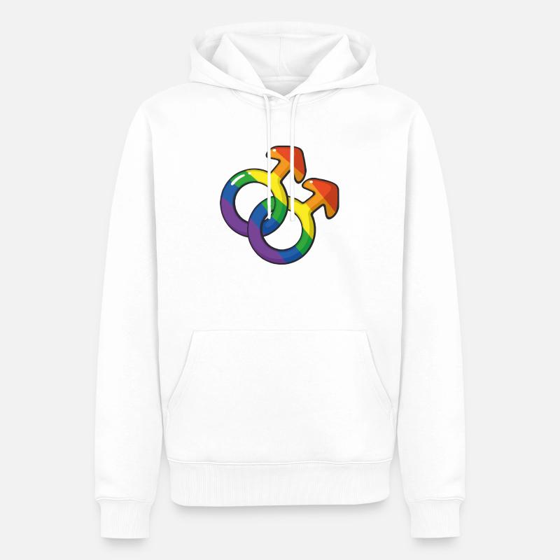 Lgtb Mars symbole arc-en-ciel - Sweat à capuche Premium bio Homme - blanc