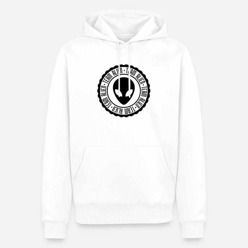 Timbre en caoutchouc Team Alien - Sweat à capuche Premium bio Homme - blanc