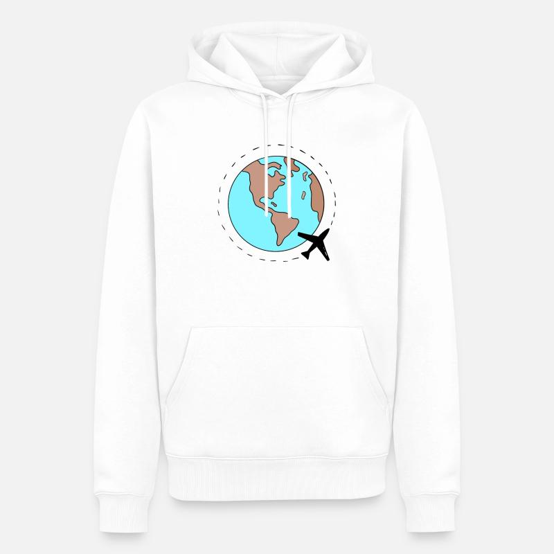 Globe - Sweat à capuche Premium bio Homme - blanc