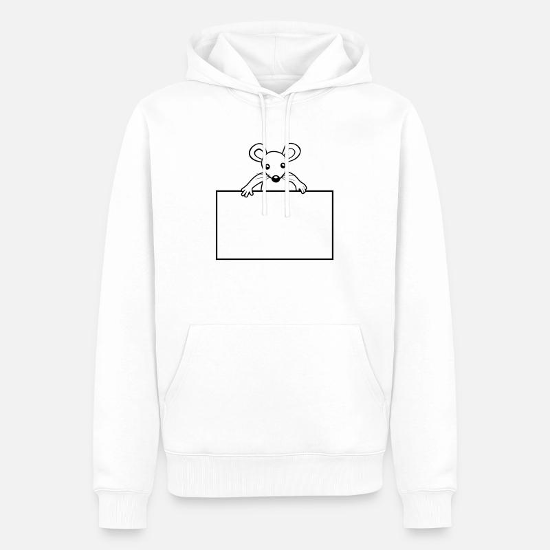 Schild mit Maus - Männer Premium Bio Hoodie - Weiß