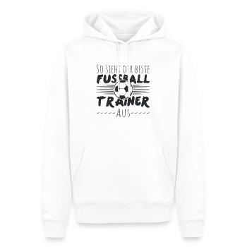 VOICI À QUOI RESSEMBLE LE MEILLEUR ENTRAÎNEUR DE FOOTBALL - Sweat à capuche Premium bio Homme - blanc - Devant - Nico (187cm)