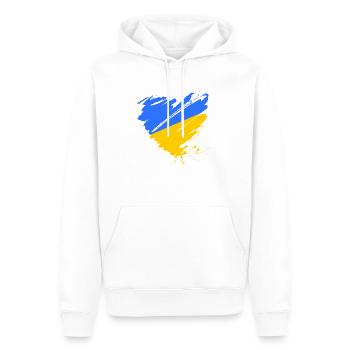 Ukraine Kiev Odessa Europe Grunge Coeur Paix - Sweat à capuche Premium bio Homme - blanc - Devant - Nico (187cm)
