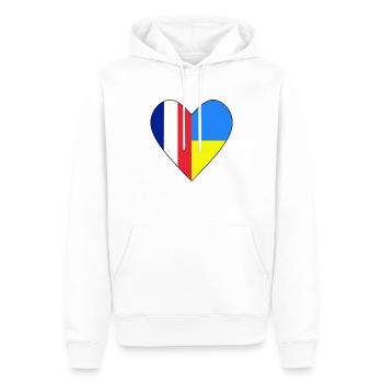France Ukraine Coeur - Sweat à capuche Premium bio Homme - blanc - Devant - Nico (187cm)