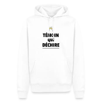 Témoin qui déchire - témoin mariage - Sweat à capuche Premium bio Homme - blanc - Devant - Nico (187cm)