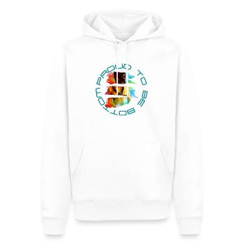 Proud to be Bottom - Männer Premium Bio Hoodie - Weiß - Vorne - Nico (187cm)
