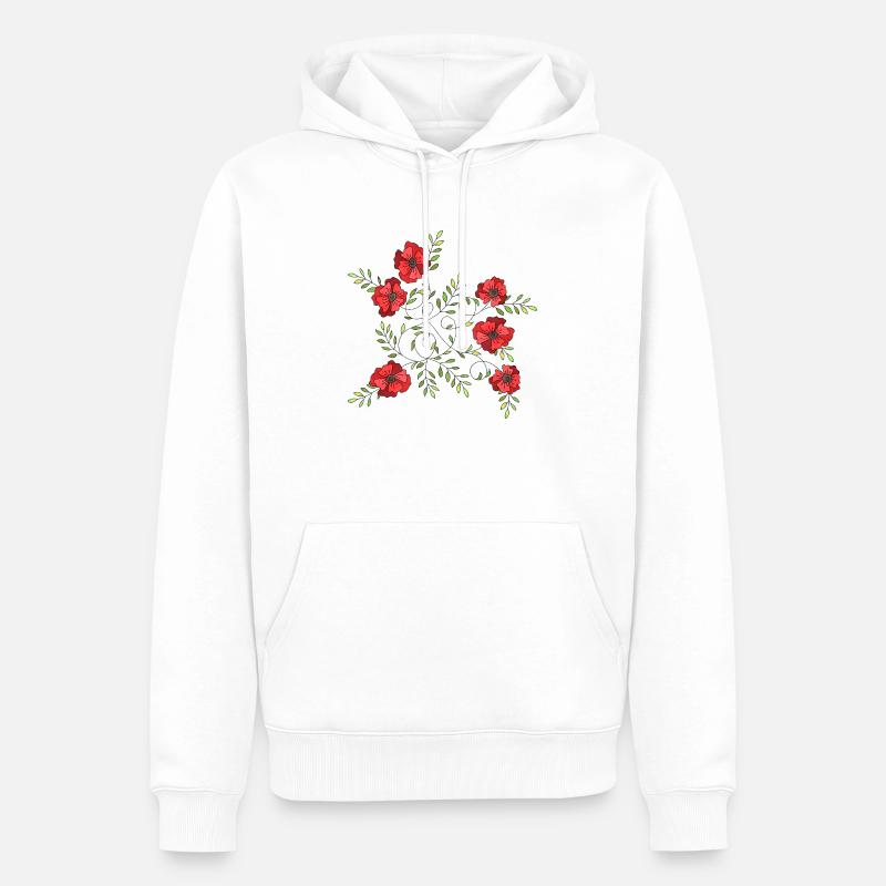 Fleur - Sweat à capuche Premium bio Homme - blanc