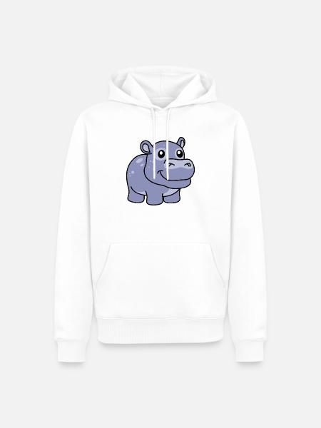 Hippo Comic Animal - Men’s Premium Organic Hoodie - white