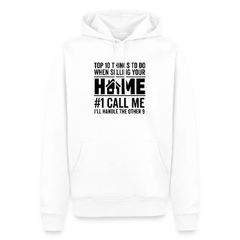 Top 10 des choses à faire lors de la vente de votre maison #1 Appel - Sweat à capuche Premium bio Homme - blanc - Devant - Nico (187cm)