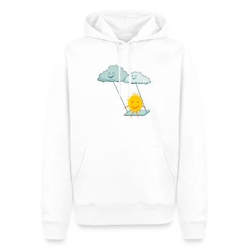 Lustige Sonne und niedliche Wolken - Männer Premium Bio Hoodie - Weiß - Vorne - Nico (187cm)