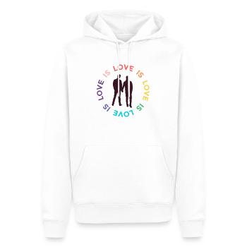 L’amour est l’amour - Sweat à capuche Premium bio Homme - blanc - Devant - Nico (187cm)