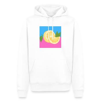 Citron rose et bleu - Sweat à capuche Premium bio Homme - blanc - Devant - Nico (187cm)