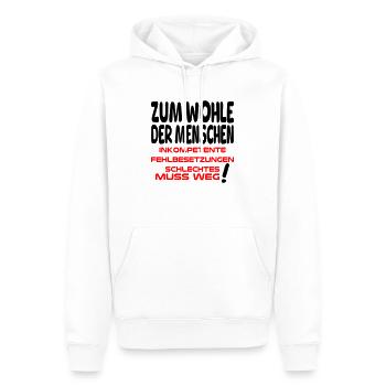 zum Wohle der Menschen II - Männer Premium Bio Hoodie - Weiß - Vorne - Nico (187cm)