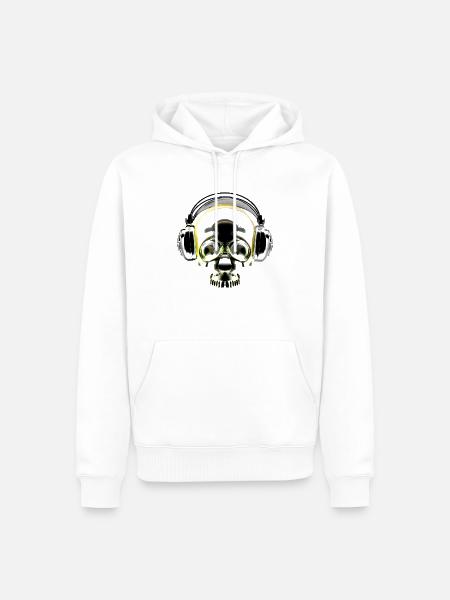 Headphone Skull - Männer Premium Bio Hoodie - Weiß