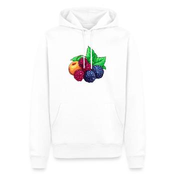 Reife Himbeeren und Aprikose - Männer Premium Bio Hoodie - Weiß - Vorne - Nico (187cm)