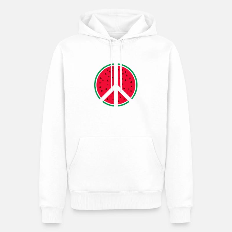 Signe de paix pastèque - Sweat à capuche Premium bio Homme - blanc