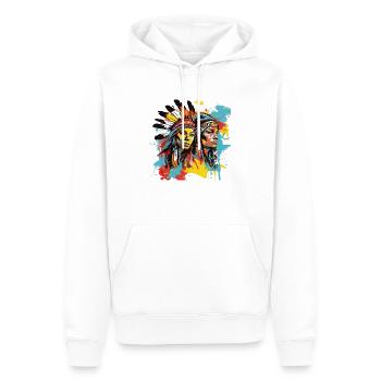 Design amérindien femme amérindienne - Sweat à capuche Premium bio Homme - blanc - Devant - Nico (187cm)