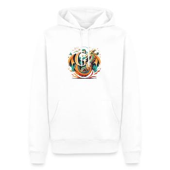 Buchstabe G mit Drache - Männer Premium Bio Hoodie - Weiß - Vorne - Nico (187cm)