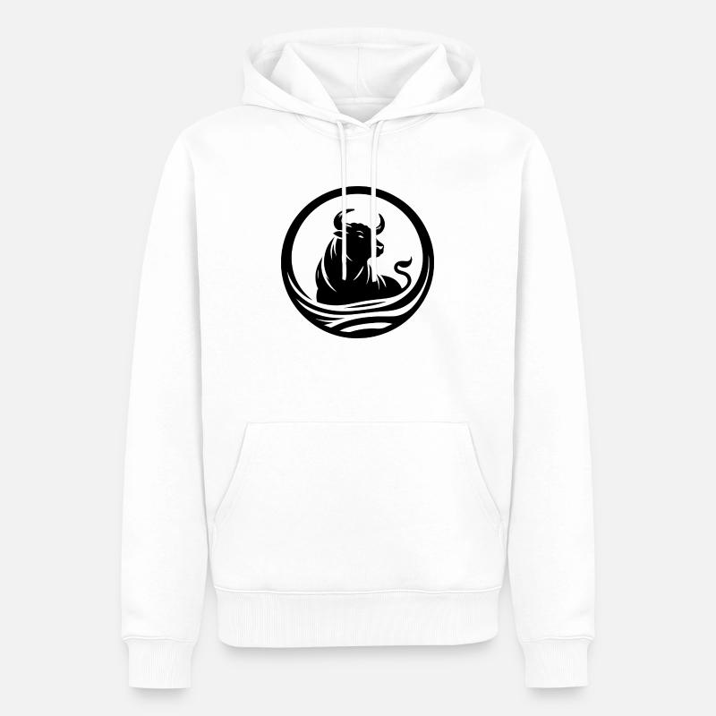 Logo taureau en noir et blanc - Sweat à capuche Premium bio Homme - blanc