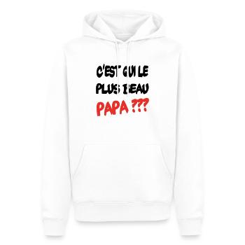 C'est qui le plus beau papa ? - Sweat à capuche Premium bio Homme - blanc - Devant - Nico (187cm)