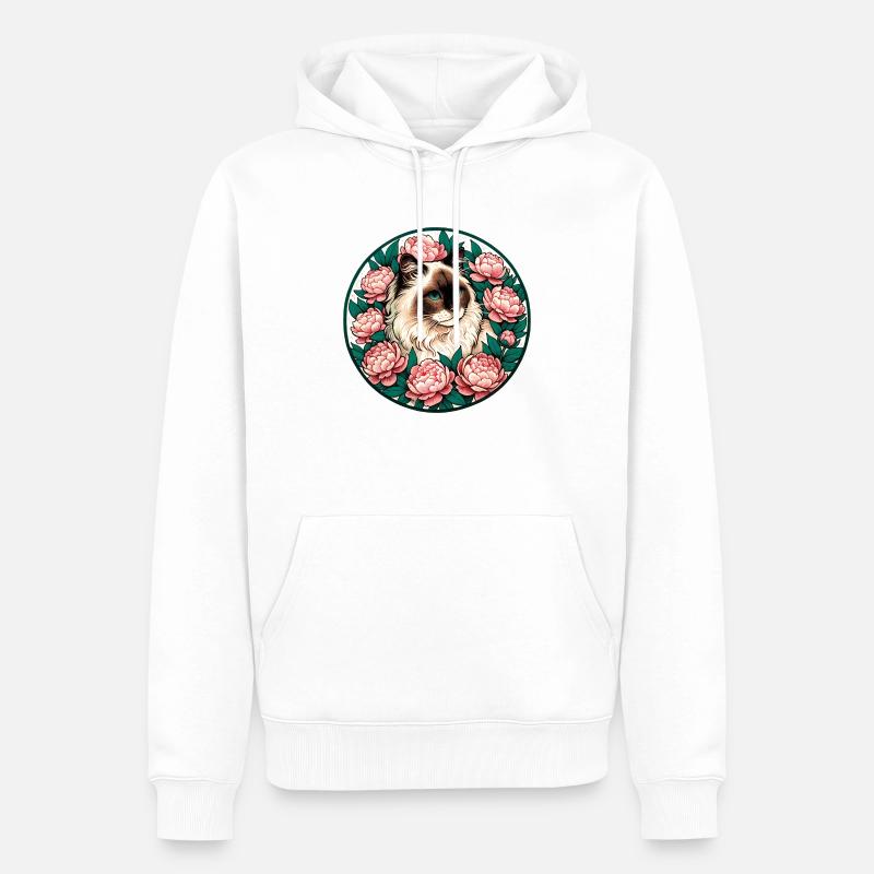 Ragdoll Rasse Katze - Männer Premium Bio Hoodie - Weiß