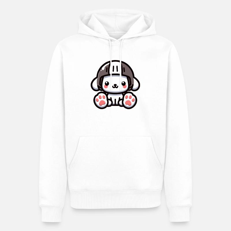 dog with helmet - Sweat à capuche Premium bio Homme - blanc