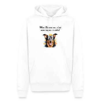 Beauceron rayon de soleil - Sweat à capuche Premium bio Homme - blanc - Devant - Nico (187cm)