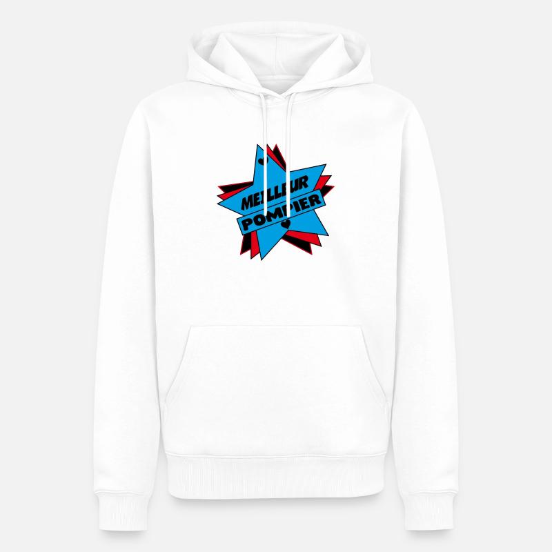MEILLEUR POMPIER - Sweat à capuche Premium bio Homme - blanc