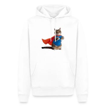 Katze im Superhelden-Umhang - Männer Premium Bio Hoodie - Weiß - Vorne - Nico (187cm)