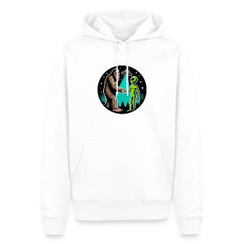 Bigfoot rencontre Alien - Sweat à capuche Premium bio Homme - blanc - Devant - Nico (187cm)
