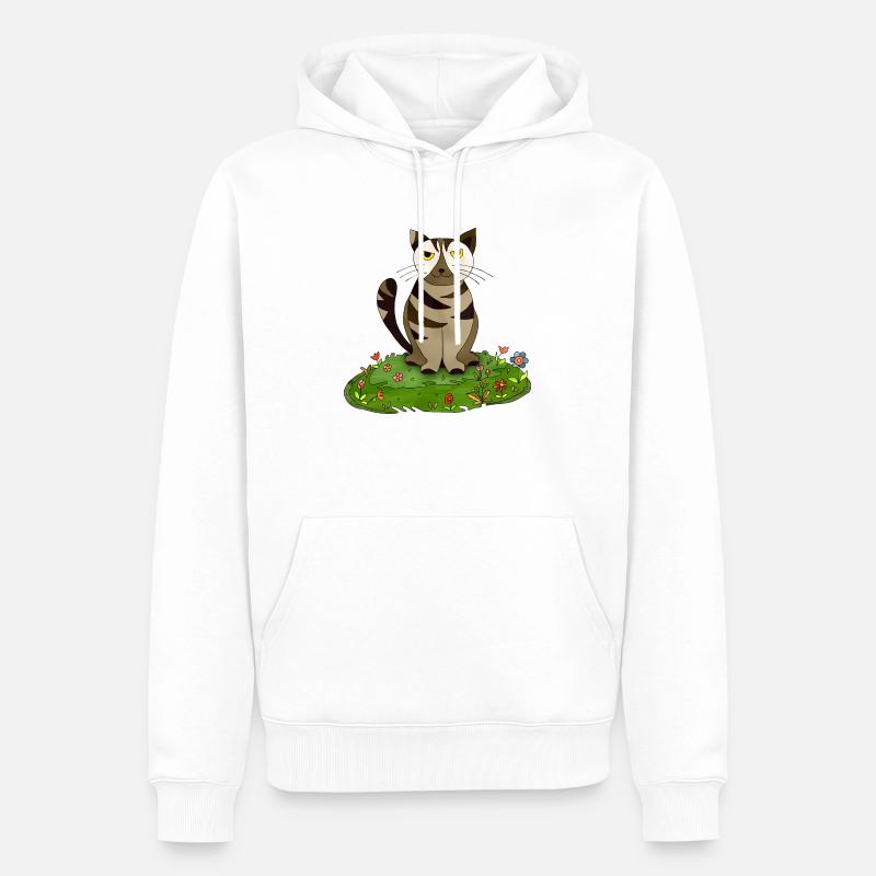 Chat - Sweat à capuche Premium bio Homme - blanc