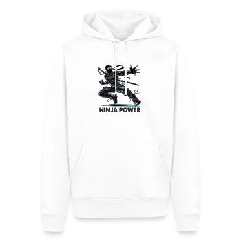 Ninja Power - Männer Premium Bio Hoodie - Weiß - Vorne - Nico (187cm)