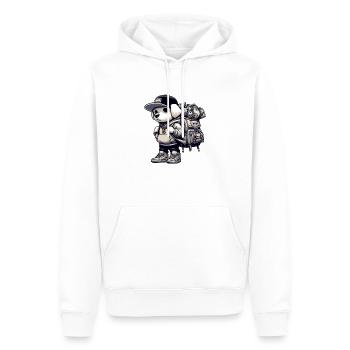Hustler Cartoon Dog - Men’s Premium Organic Hoodie - white - Front - Nico (187cm)