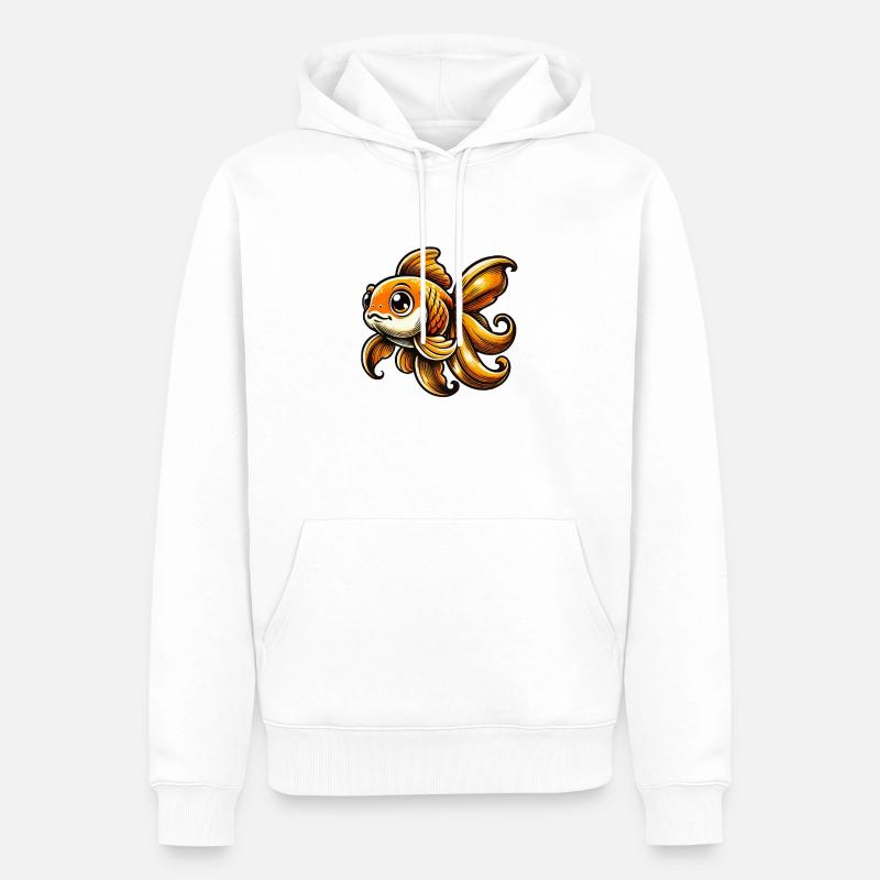 Goldfisch Comic - Männer Premium Bio Hoodie - Weiß