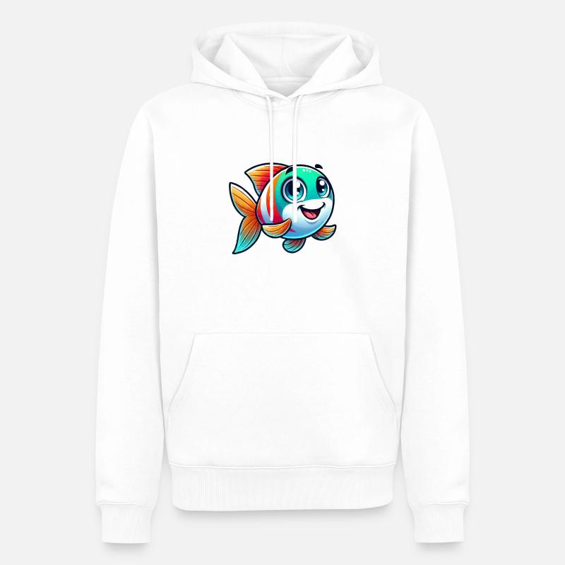Fisch Comic - Männer Premium Bio Hoodie - Weiß