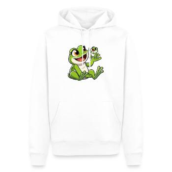 Grenouille mère avec enfant gambadant - Sweat à capuche Premium bio Homme - blanc - Devant - Nico (187cm)