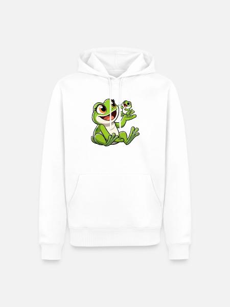 Froschmutter mit herumtollendem Kind - Männer Premium Bio Hoodie - Weiß