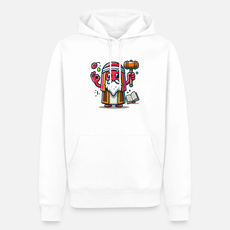 Roter Held mit einem Hammer - Männer Premium Bio Hoodie - Weiß