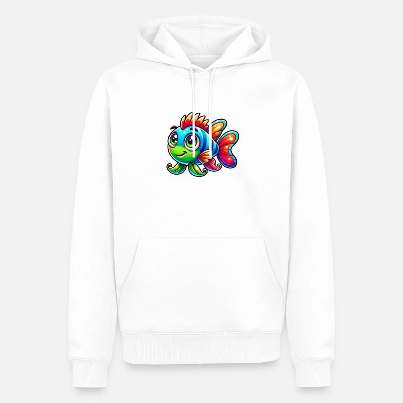 Bande dessinée de poisson - Sweat à capuche Premium bio Homme - blanc