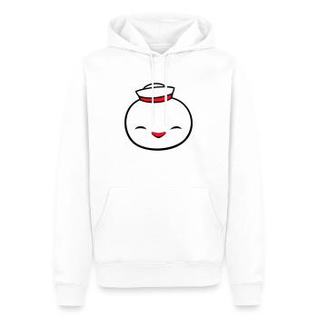 Canard Marin Marin Chapeau Marin Chapeau Happy - Sweat à capuche Premium bio Homme - blanc - Devant - Nico (187cm)