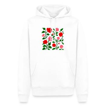 PixelArt : Motif de pétales de rose - Sweat à capuche Premium bio Homme - blanc - Devant - Nico (187cm)