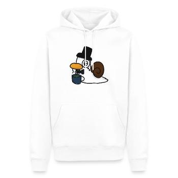 Schnente Monokel-Teezeit - Männer Premium Bio Hoodie - Weiß - Vorne - Nico (187cm)