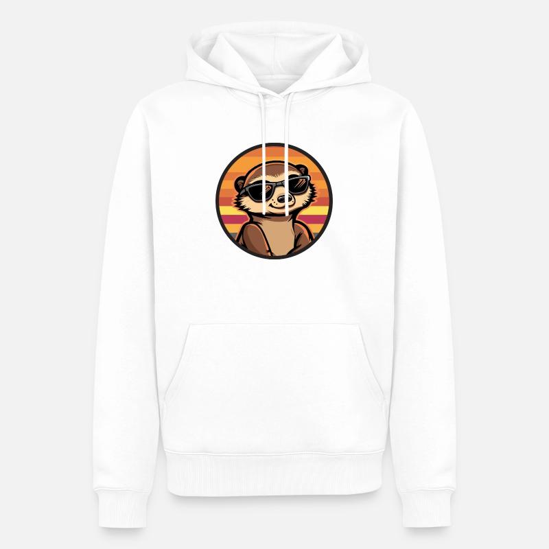 Suricate Bande dessinée cool - Sweat à capuche Premium bio Homme - blanc