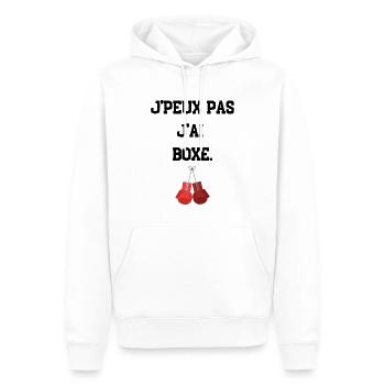 Je peux pas j'ai boxe - T-shirt j'peux pas boxe - Sweat à capuche Premium bio Homme - blanc - Devant - Nico (187cm)
