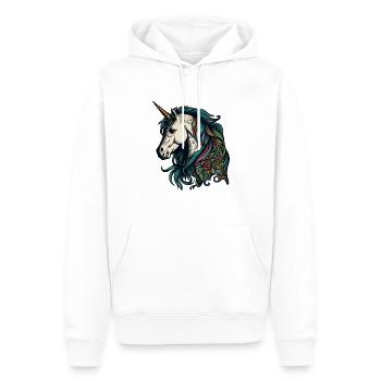 Unicorn Elves Mythical Creature Tattoo Drawing Horse - Men’s Premium Organic Hoodie - white - Front - Nico (187cm)