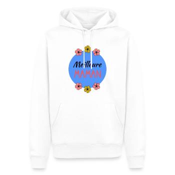 BONNE FÊTE. FÊTE DES MÈRES. FÊTE DES PÈRES. FÊTE - Sweat à capuche Premium bio Homme - blanc - Devant - Nico (187cm)