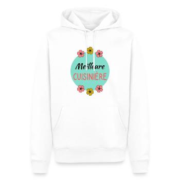 BONNE FÊTE. FÊTE DES MÈRES. FÊTE DES PÈRES. FÊTE - Sweat à capuche Premium bio Homme - blanc - Devant - Nico (187cm)